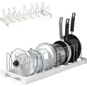 Expandable Pot Pan Organizer Rack with 7 Dividers