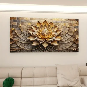 Modern abstract black gold floral canvas