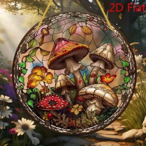 2D Acrylic Stained Glass Mushroom Suncatcher
