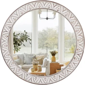 Rustic Round Wood 36 Inch Farmhouse Mirror