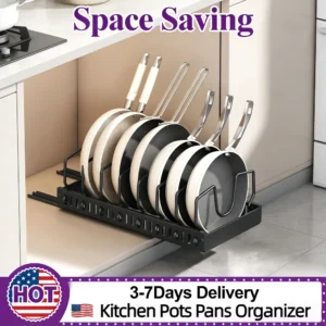 Slide Out Pot Pan Organizer with 8 Adjustable Dividers
