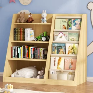 4-Tier Wooden Book and Toy Organizer