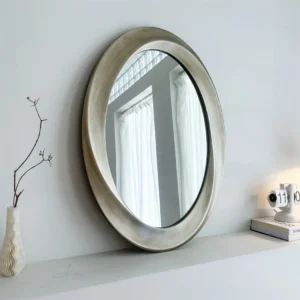 Oval Beveled Framed Wall Mirror