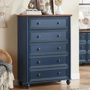 Rustic 5-Drawer Wood Dresser