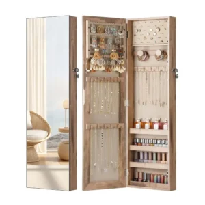 Mirror Jewelry Cabinet, Jewelry Armoire with Full Length Mirror