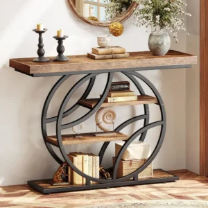 Modern 41.3"  Console Table with Artistic Curved Metal Frame