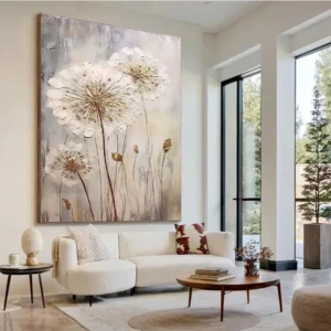 Large Dandelion Neutral Wall Canvas