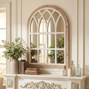 Large White Window Pane Wall Mirror