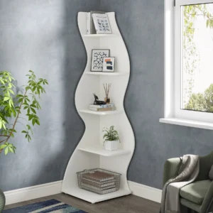 Tribesigns Corner Shelf, Modern 5-Tier Wall Corner Bookshelf