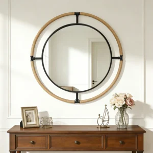 Round Wall Mirror with Rope Nautical Theme