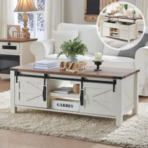 Lift Top Coffee Table with Sliding Barn Doors