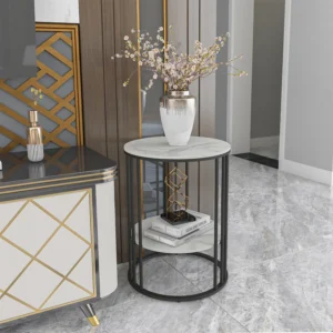 Sintered Stone two tiered Round End Table