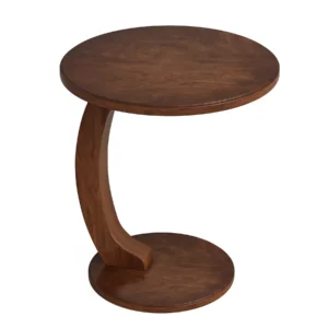 Tribesigns Round End Table, Wood C-Shaped Side Table,