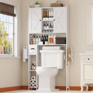 White Over The Toilet Storage Cabinet With Adjustable Shelves